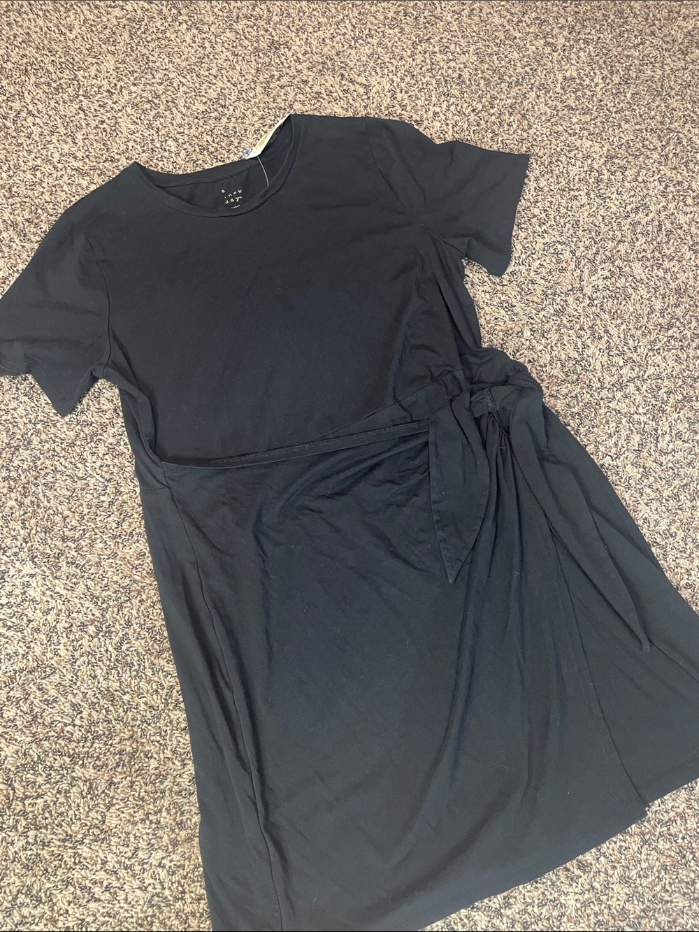 a new day Knit Tie-Waist Short Sleeve Mini Dress XL NWOT - Picture 3 of 6